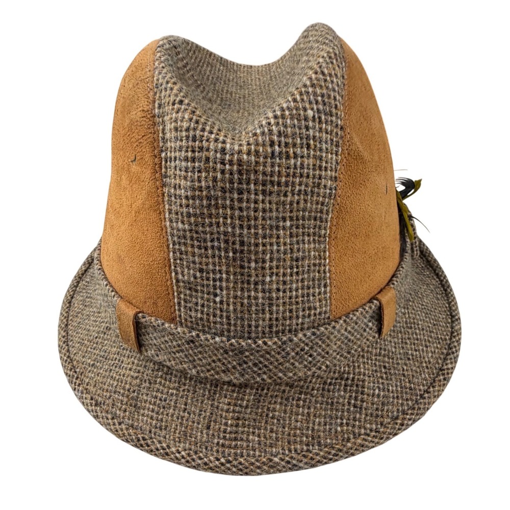 Churchill‎ Ltd Pace-Setter Collection Fedora Hat Mens 7 3/8 Tweed Suede Feather